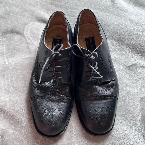 MARIO CALUGI Men’s Dress Shoes 10M Black Made in Italy Leather Dressy Oxfords - Picture 2 of 12